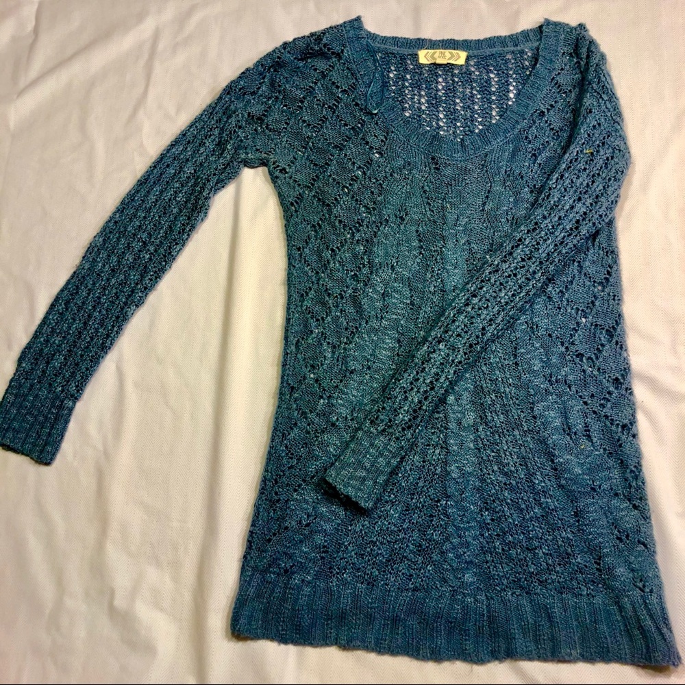 Pink Rose Medium Blue Knitted Sweater
